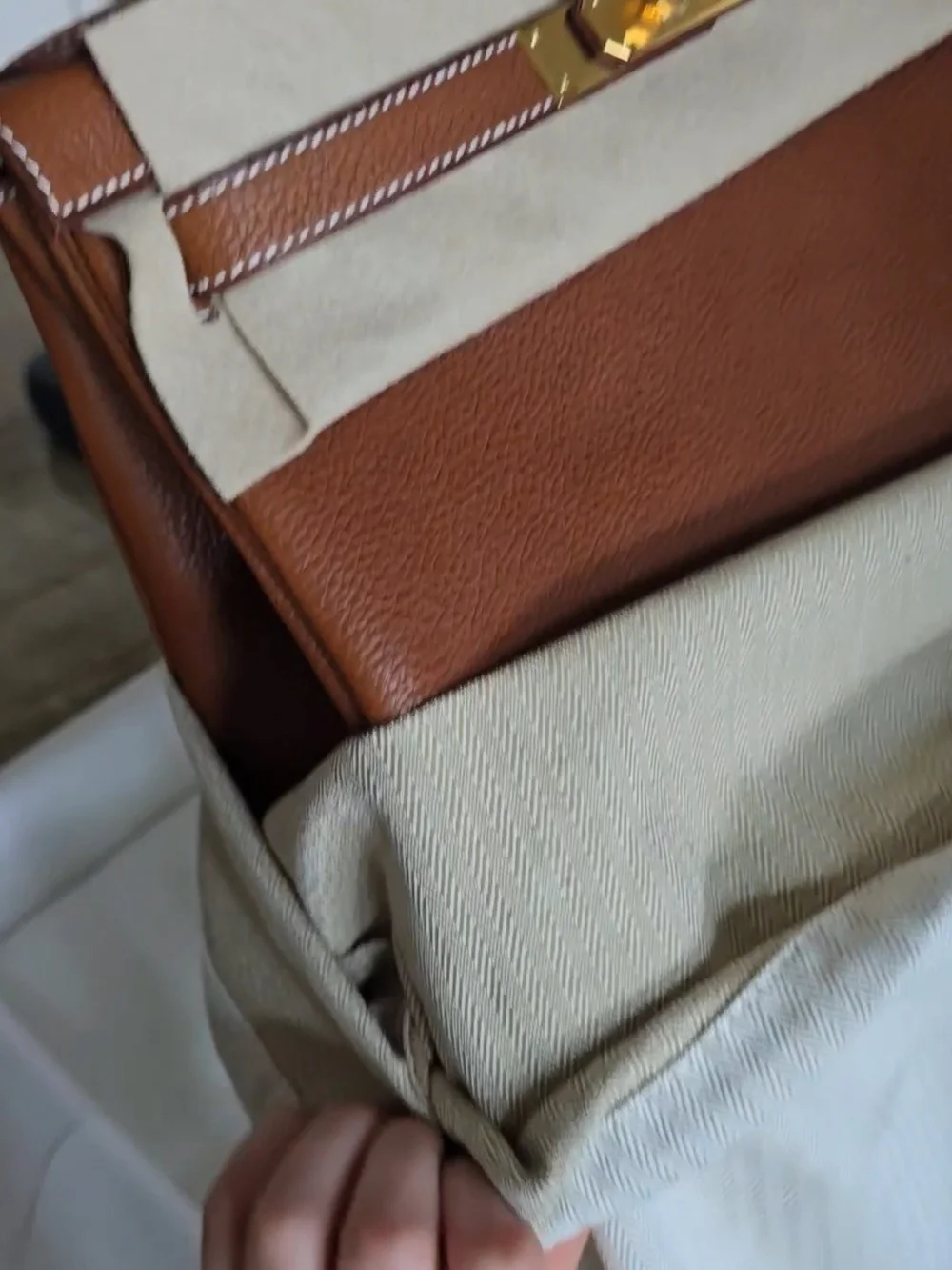 Brand New, In The Box Hermes Kelly 28 In Barenia with Gold Hardware